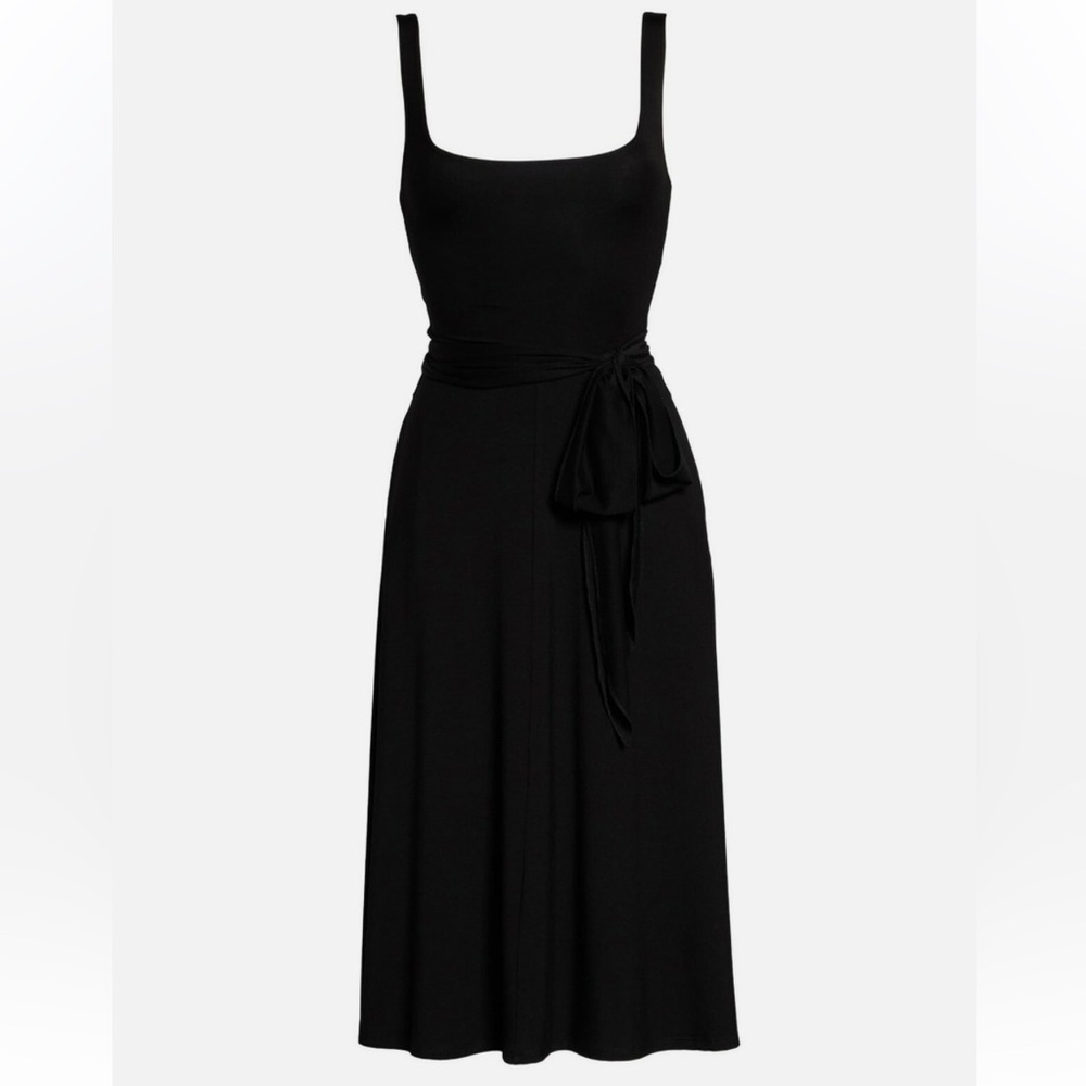 Reformation Black Waist Tie Midi Dress Size: S